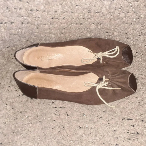 SUNDANCE-Soft Brown Suede-Leather Accents-Tie-Up-Ballet Flats-Sz 38-NWOB - Picture 6 of 7